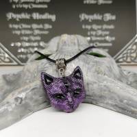 Mystische Katze mit drittem Auge, Halskette mit Anhänger in Wicca-Gothic Stil Bild 4