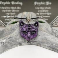 Mystische Katze mit drittem Auge, Halskette mit Anhänger in Wicca-Gothic Stil Bild 7