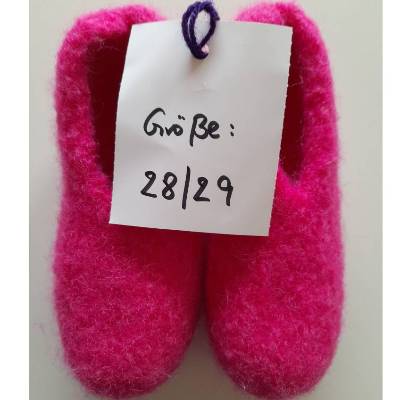 Hausschuhe Gr. 28/29, Filzschuhe, Filzpantoffeln, Filzpuschen, gestrickt, rosa