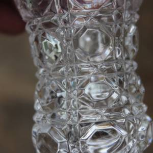 Miniatur Vase facettiertes Pressglas Brockwitz oder Walther Glas Vintage 30er 40er Jahre Bild 6