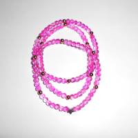 A2306 elastische Armbänder rosa crackle Glasperlen spacer Metallperlen rosegold und einem Stern Metall antik silberfarbe Bild 1