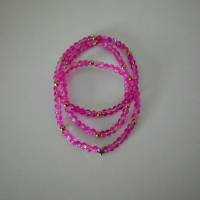 A2306 elastische Armbänder rosa crackle Glasperlen spacer Metallperlen rosegold und einem Stern Metall antik silberfarbe Bild 2