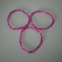A2306 elastische Armbänder rosa crackle Glasperlen spacer Metallperlen rosegold und einem Stern Metall antik silberfarbe Bild 3