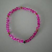 A2306 elastische Armbänder rosa crackle Glasperlen spacer Metallperlen rosegold und einem Stern Metall antik silberfarbe Bild 5