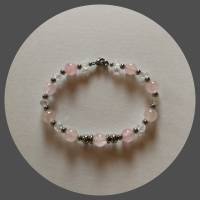 Edelstein Armband | Rosenquarz Glaskristall Edelstahl | rosa silber Bild 3