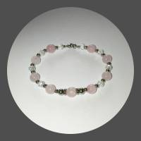 Edelstein Armband | Rosenquarz Glaskristall Edelstahl | rosa silber Bild 4