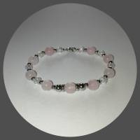 Edelstein Armband | Rosenquarz Glaskristall Edelstahl | rosa silber Bild 5