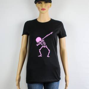 T-Shirt für Damen, Motiv Skelett,schwarzes Damen T-Shirt, Damen T-Shirt in schwarz Bild 6