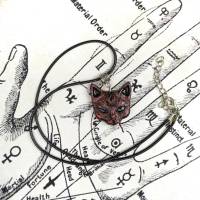 Mystische Katze mit drittem Auge, Halskette mit Anhänger aus Keramik in Wicca-Gothic Stil Bild 5