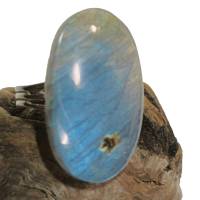 Auffälliger Ring mit 37 x 23 mm großem Labradorit Stein khaki pastell oval schimmernd Geschenk für ihn und sie Bild 1