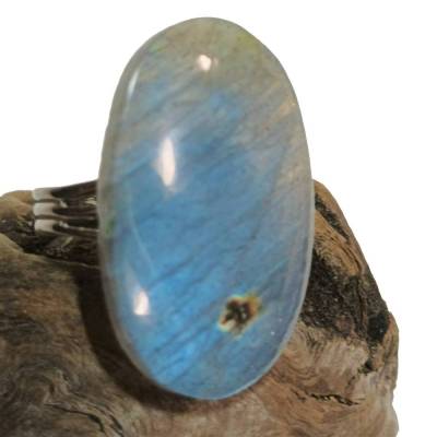 Auffälliger Ring mit 37 x 23 mm großem Labradorit Stein khaki pastell oval schimmernd Geschenk für ihn und sie