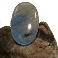 Auffälliger Ring mit 37 x 23 mm großem Labradorit Stein khaki pastell oval schimmernd Geschenk für ihn und sie Bild 2
