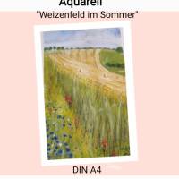 Aquarell, DIN A4 "Weizenfeld im Sommer", original & signiert Bild 1