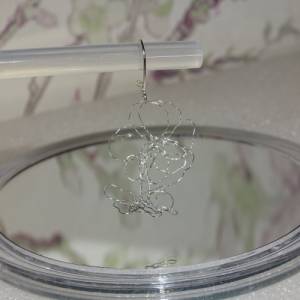 zarte Blumenohrringe aus Silberdraht, ringförmig, handgeformt, Haken aus 925 Sterlingsilber, filigran, Statement, leicht Bild 4