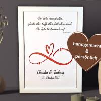 Personalisiertes Hochzeitsgeschenk - Geldgeschenk zur Hochzeit - Geschenk Bilderrahmen Die Liebe hört niemals auf - Deko Bild 2
