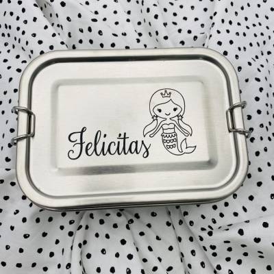 personalisierte Brotdose Edelstahl | Einschulungsgeschenk mit Namen | Geschenk für den Kindergarten | Brotbox mit Gravur