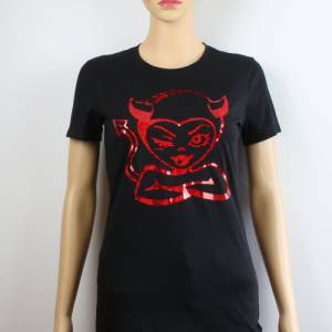 T-Shirt mit einem Teufel-Motiv,Damen T-Shirt,T-Shirt für Frauen mit Teufel,T-Shirt für Damen in schwarz, schwarzes Damen Bild 2