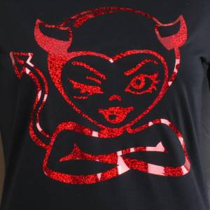 T-Shirt mit einem Teufel-Motiv,Damen T-Shirt,T-Shirt für Frauen mit Teufel,T-Shirt für Damen in schwarz, schwarzes Damen Bild 3