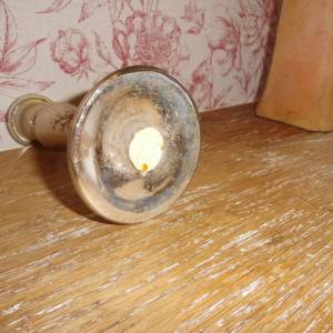 Kerzenständer Antik Original Bauernsilber Kerzenleuchter Kerzenhalter Glas Brocante Handbemalt Rarität Antiquität Bild 5