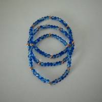 A2308 elastische Armbänder blau crackle Glasperlen spacer Metallperlen rosegold u. einem Stern Metall antik silberfarbe Bild 1