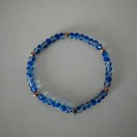 A2308 elastische Armbänder blau crackle Glasperlen spacer Metallperlen rosegold u. einem Stern Metall antik silberfarbe Bild 3