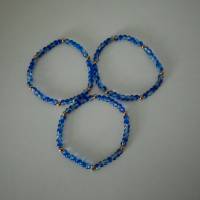A2308 elastische Armbänder blau crackle Glasperlen spacer Metallperlen rosegold u. einem Stern Metall antik silberfarbe Bild 4