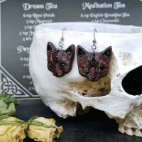 Mystische Katzen mit drittem Auge, Ohrringe aus Keramik in Wicca-Gothic Stil Bild 4