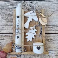 Kerzenbox "Herbstliebe" ~ Stabkerze mit Kerzenhalter in Holzbox aus Eiche ~ Raysin Deko Bild 1