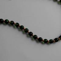 K013 Perlenkette Halskette grün orange gemustert Perlen Kette Handarbeit Schmuck Bild 4