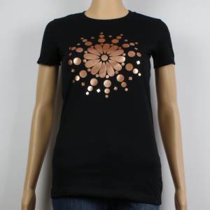 T-Shirt für Damen, Motiv Blume,schwarzes Damen T-Shirt, Damen T-Shirt in schwarz Bild 2