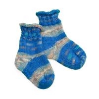 Baby-Socken blau mit grau, türkis mit einem Rollrand. Größe 14 - 15  Neugeborene Bild 1