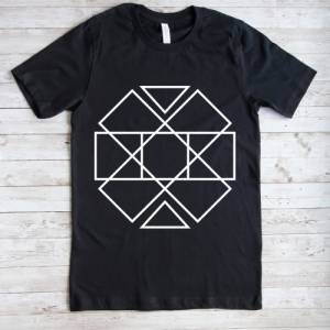 Geometrie T-Shirt für Herren,schwarzes Herren T-Shirt,Herren T-Shirt in schwarz mit Geometric Motiv Bild 1