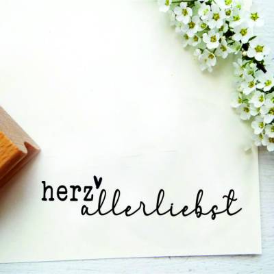 Stempel "herzallerliebst" für kleine Geschenke oder Anhänger