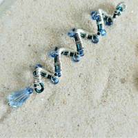Zopfperle blau silberfarben handmade Haarschmuck auch für Dreadlock in wirework handgemacht Bild 2