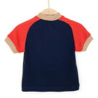 T-Shirt, Kaschmir Merinowolle, Größe 86, dunkelblau rot, kurzärmlig, Upcycling, Oberteil, Raglanshirt, Trikot für Kinder Bild 2
