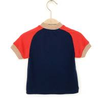 T-Shirt, Kaschmir Merinowolle, Größe 86, dunkelblau rot, kurzärmlig, Upcycling, Oberteil, Raglanshirt, Trikot für Kinder Bild 6