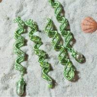 Haarperle mit Zuchtperle und Glasperlen grün handmade Haarschmuck auch für Dreads wirework handgemacht Bild 5