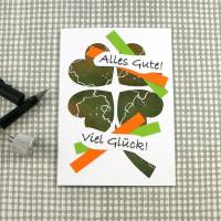 Grußkarte "GLÜCKSKLEE" von ZWEIFARBIG - Einzelstück mit Kleeblatt-Motiv für Glückwünsche aller Art Bild 1