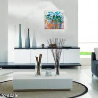 Acrylbild in Fließtechnik pouring painting kleines Bild zum hängen minimalist Bunt 15 cm x 15 cm Bild 2