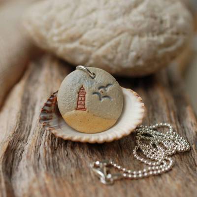 Silberkette mit Anhänger Leuchtturm