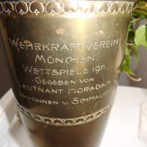 WMF Vase Straussenmarke Hammerschlag Wehrkraftverein 1911 Siegerpokal Bild 2