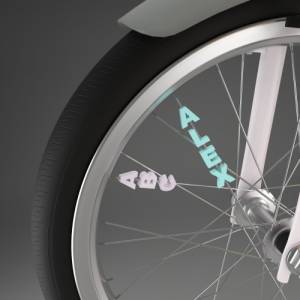 Fahrrad Speichen Dekoration: Buchstaben, Zahlen und Symbole in vielen Farben! Bild 2