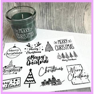 Rub Ons I Rub-On, MERRY CHRISTMAS XL, randlos, A5, schwarz, z.B. f. Raysin / Keraflott, Weihnachten