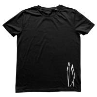 Kabel, Bio Fairtrade T-Shirt Männer, schwarz, XL, mit handgedrucktem Siebdruck. Bild 1
