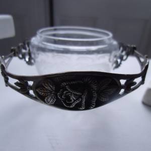 800er Silber Rosendekor Christoph Widmann  Henkelschale Glasschale Konfektschale Bild 8