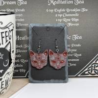 Mystische Katzen mit drittem Auge, Ohrringe aus Keramik in Wicca-Gothic Stil Bild 1