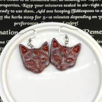 Mystische Katzen mit drittem Auge, Ohrringe aus Keramik in Wicca-Gothic Stil Bild 3