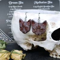 Mystische Katzen mit drittem Auge, Ohrringe aus Keramik in Wicca-Gothic Stil Bild 4