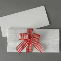 Handgeschöpfter Briefumschlag, ca. 10 cm x 22 cm, mit Klappkarte und Bändchen, für Geldgeschenk, Tickets, Gutschein Bild 1