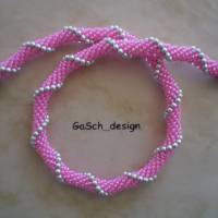 Häkelkette, gehäkelte Perlenkette *  Kinderkette, pink rosa Bild 1